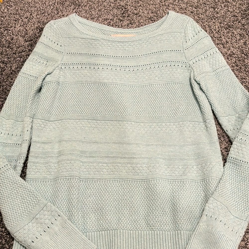 Light Blue Crochet Loft Sweater